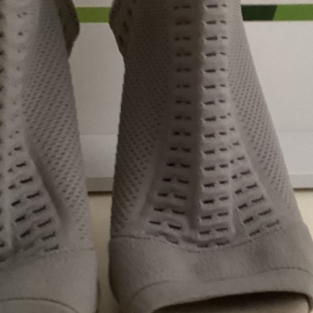GIANVITO ROSSI Gray Open Toe Pointelle Knit Sock Booties
